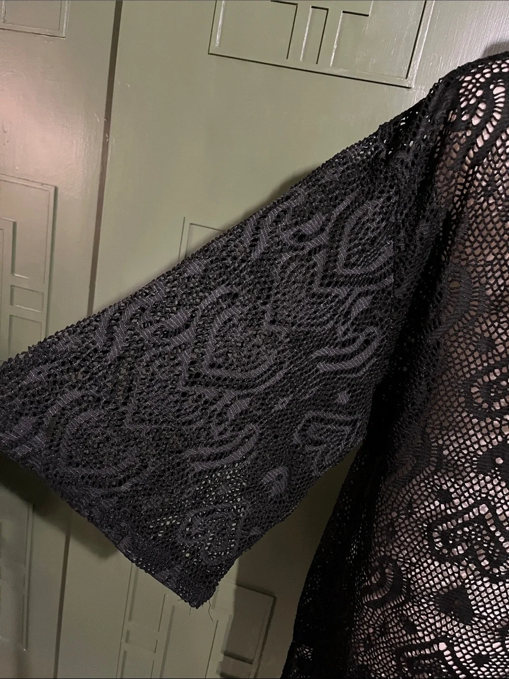 Black Lace Swim Coverup with Tie Front